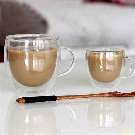 250ml 90ml double coffee mugs with the handle mugs drinking insulation double wall glass tea cup