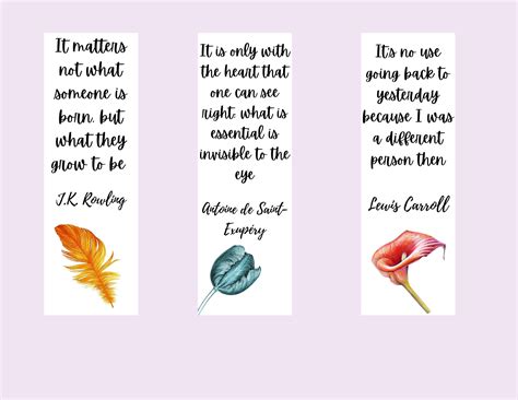 Printable Literary Quotes Bookmark Bundle 12 Bookmarks Etsy
