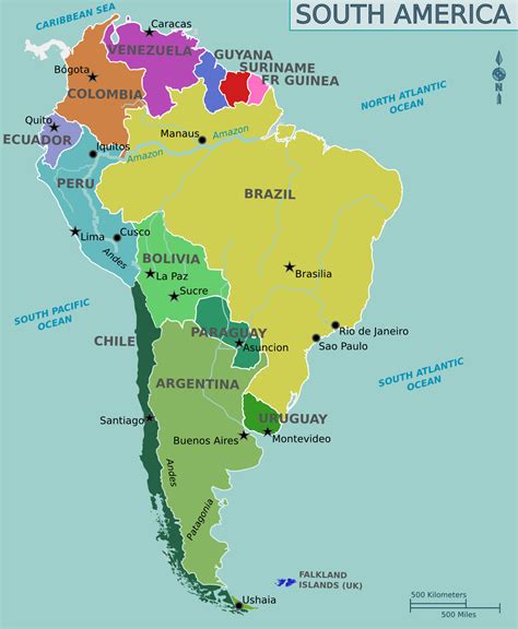Mapa Político De Sudamérica Tamaño Completo