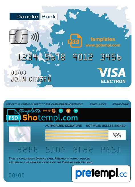 Finnish Danske Bank Visa Electron Card Example In Psd Format Fully
