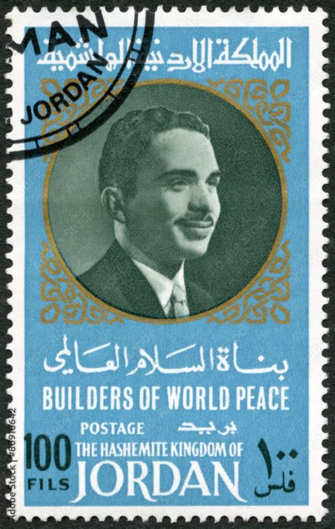 Jordan 1967 Shows Portrait Of King Hussein Of Jordan Stock Photo