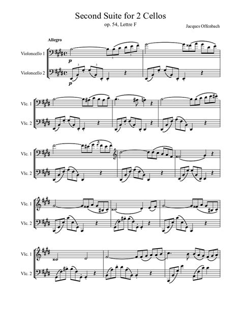 Second Suite For 2 Cellos Sheet Music For Cello String Duet