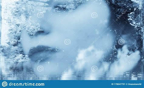 Cryopreservation Cryonics Frozen Woman Blue Face Closeup Stock Image