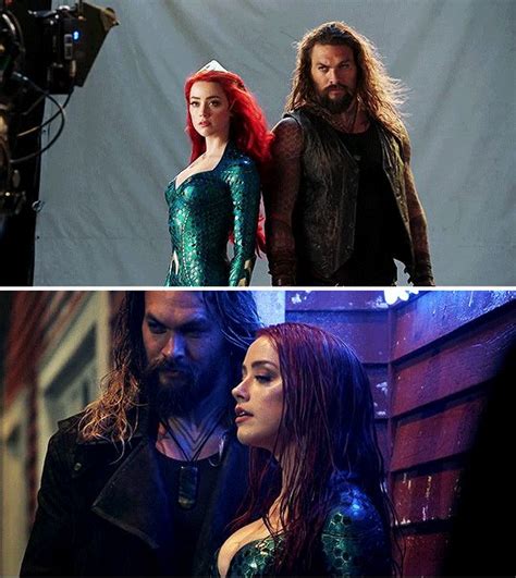 Jason Momoa And Amber Heard Behind The Scenes Of Aquaman Dc Jason