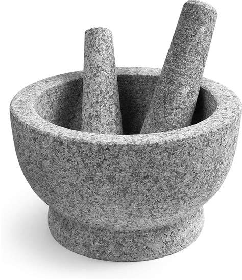 8 Inch Large Capacity Mortar And Pestle Set One Mortar And Two
