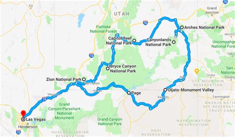 √ Big 5 National Parks In Utah Map