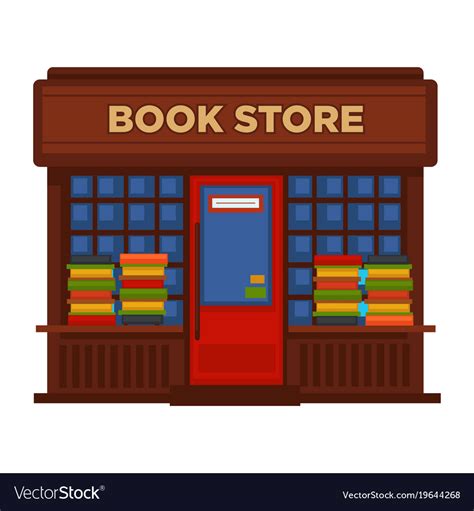 Bookstore Or Bookshop Booth Facade Building Vector Image