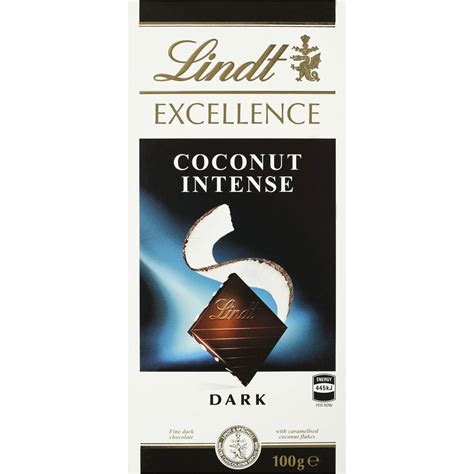 Lindt Excellence Dark Chocolate Coconut Intense 100g Block Woolworths