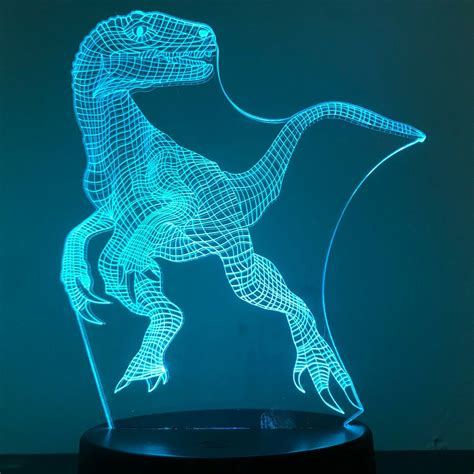 Velcociraptor Dinosaur Blue Jurrasic 3d Night Light Eyes Of The World