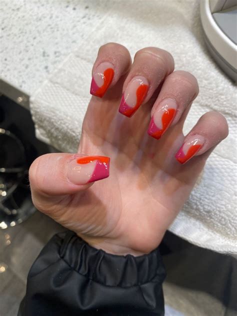 Simple Pink Orange Nails Nails Orange Nails Pink And Orange