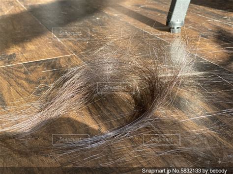 美容室の床に落ちた女性の髪の毛の写真・画像素材[5832133] snapmart（スナップマート）