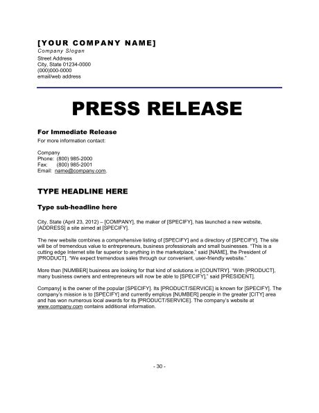 Press releases are alive and well. Top 5 Resources To Get Free Press Release Templates - Word ...