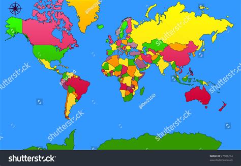 World Map Countries Colors 스톡 벡터로열티 프리 27501214 Shutterstock