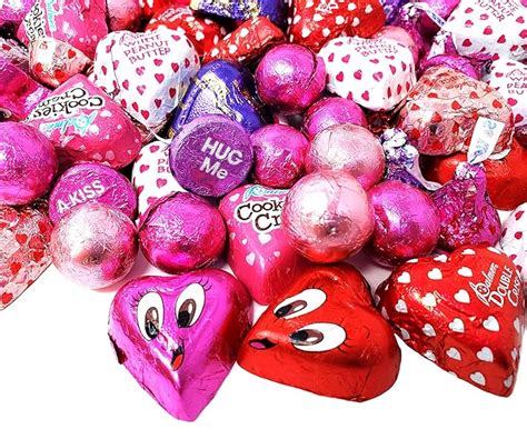 Valentine S Day Chocolate Candy Assortment Pink Purple Red White Foil Hearts