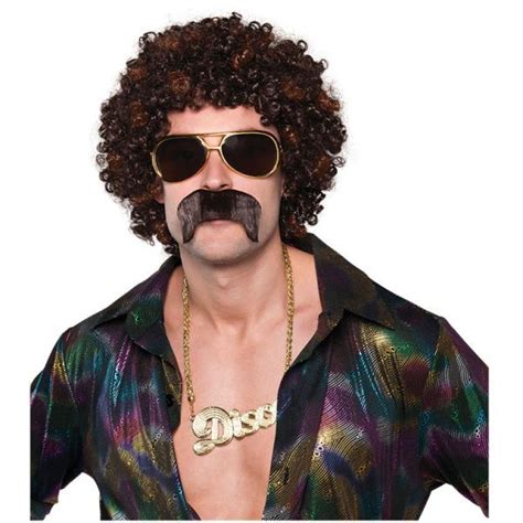 Adult Disco Hound Wig And Moustache Mens 70s Afro Fancy Dress Costume Accessory 809801717908 Ebay