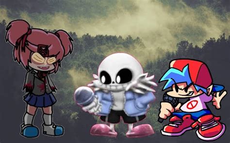 Natsuki Exe Vs Sans And Bf By Darlycatmake On Deviantart