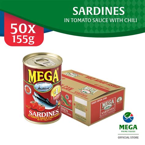 Mega Sardines In Tomato Sauce With Chili 155g By 50s Shopee Philippines