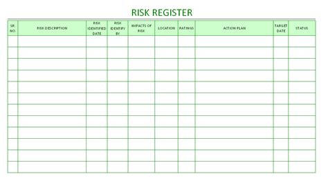 Excel Simple Risk Register Template Risk Log Templates 2 Ms Word