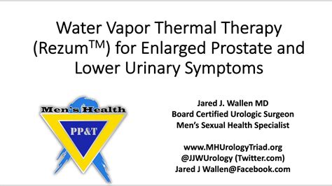 Water Vapor Thermal Therapy Rezum For Enlarged Prostate And Lower Urinary Symptoms Youtube