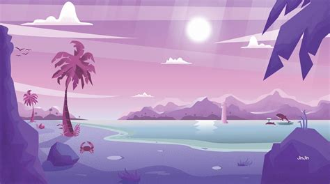 vector landscape/ ocean | Pastel landscape, Landscape wallpaper