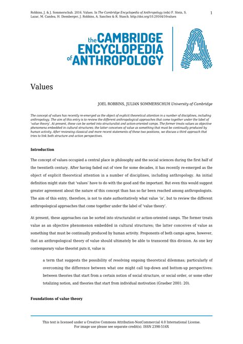 Pdf Values Cambridge Encyclopedia Of Anthropology