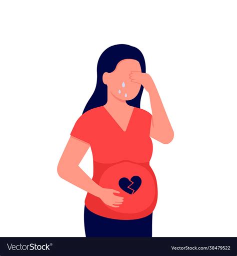 Failed Pregnancy With Miscarriage Sad Woman Vector Image