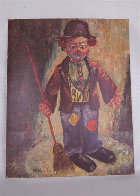 Vintage Clown Painting By Michele Clown Print By Levintagegalleria