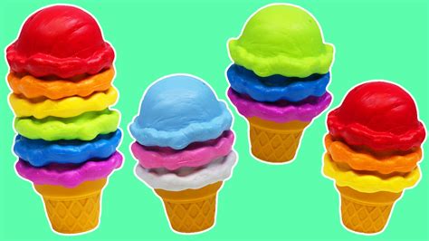 Learn Numbers And Colors With Rainbow Color Cones Stack Ice Cream Cones