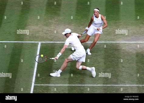 Jamie Murray And Victoria Azarenka During The Doubles On Day Eleven Of The Wimbledon