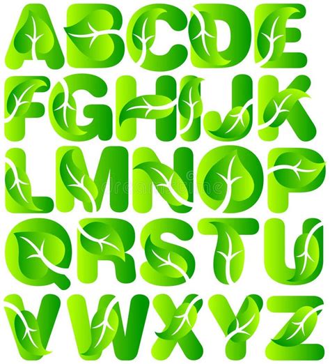 Download Alfabeto Verde De La Hoja De La Ecología Ilustración Del