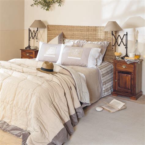 Tete de lit cannage rotin miel demi lune fleur pour lit 160. Tête de lit en rotin Kubu et mahogany massif L 160 cm Key West | Maisons du Monde