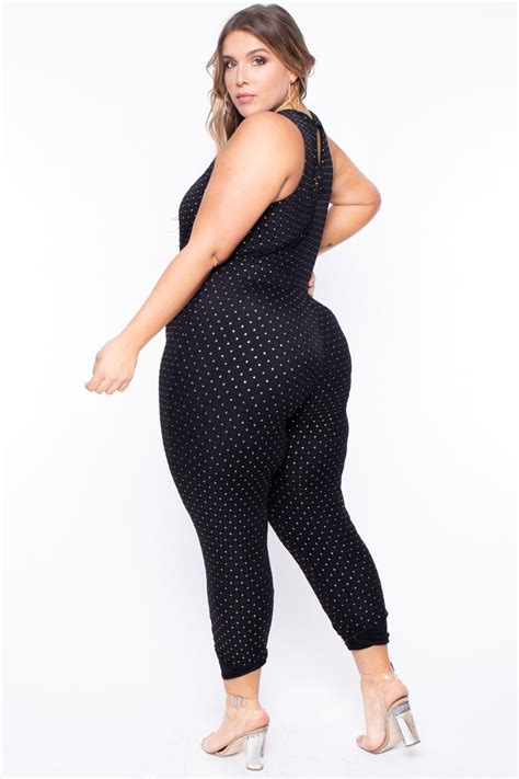 This Plus Size Stretch Knit Jumpsuit Features A Light Weight Sheer