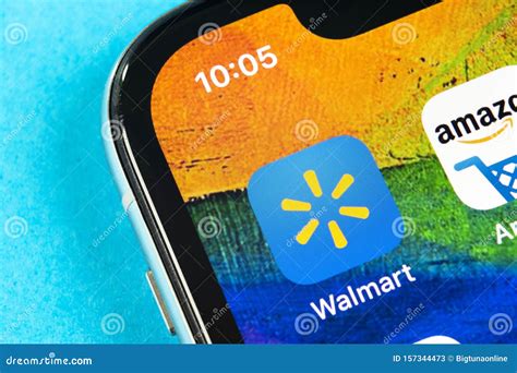Walmart Application Icon on Apple IPhone X Screen Close-up. Walmart App
