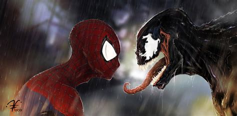 Spiderman Vs Venom Digital Artwork Wallpaperhd Superheroes Wallpapers