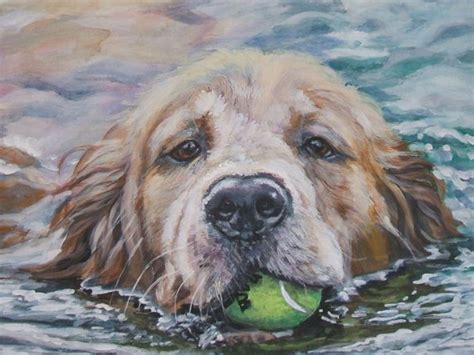 Golden Retriever Dog Portrait Art Canvas Print Of