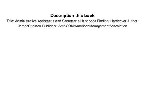 Best Books Administrative Assistant S Secretary S Handbook