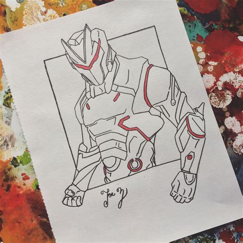 Fortnite Season 4 Omega Skin Line Art Line Art Drawings Boy Sketch