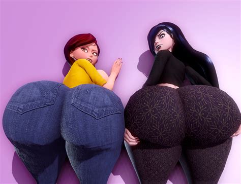 Rule 34 2girls 3d Ass Ass Focus Ass Support Big Ass Big Breasts Big Butt Black Hair Bottom