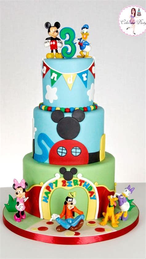 3 Tier Mickey Mouse Clubhouse Cake With Primary Bunting Mickey Mouse