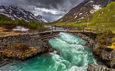 Mountain River In Norway Hd Wide Wallpaper For Widescreen