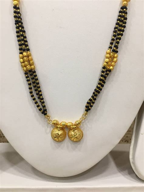 Golden Alloy 2 Vati Tanmaniya Pendant Mangalsutra Black Mani Beads 3