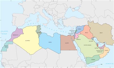 Map Of The Middle East And North Africa Region The Countries Covered