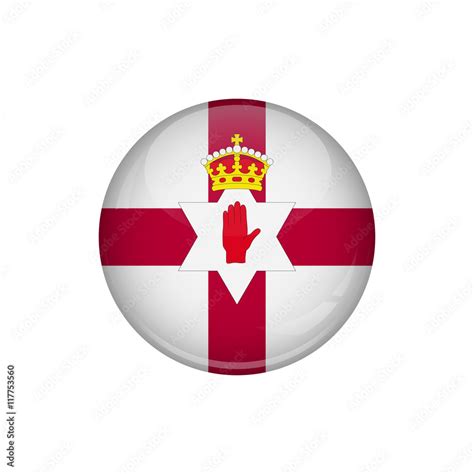 Flag Of Northern Ireland A Round Button With A Glare Round Flag