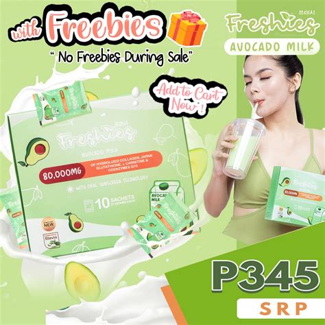 Freshies Avocado Milk Collagen Drink With Gluthatione And Oral Sunscreen 10 Sachets With