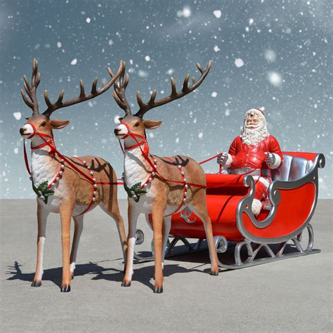 Deluxe Two Seater Sleigh Santa And Reindeer Décor Set Display 132 In