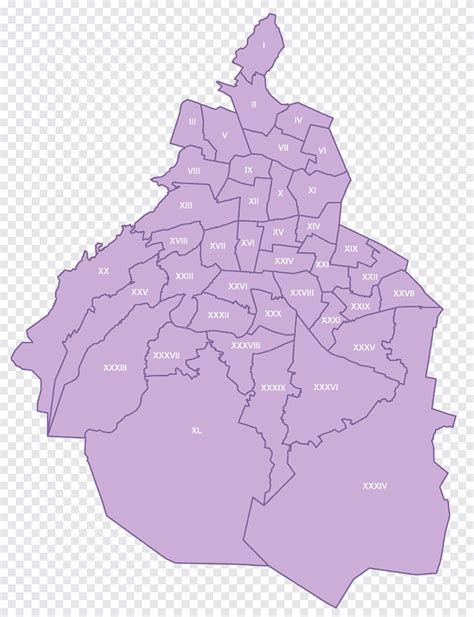 Municipalities Of Mexico City Road Map Geography District Df Purple