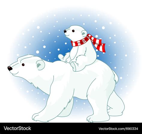 Polar Bear Mom And Baby Royalty Free Vector Image