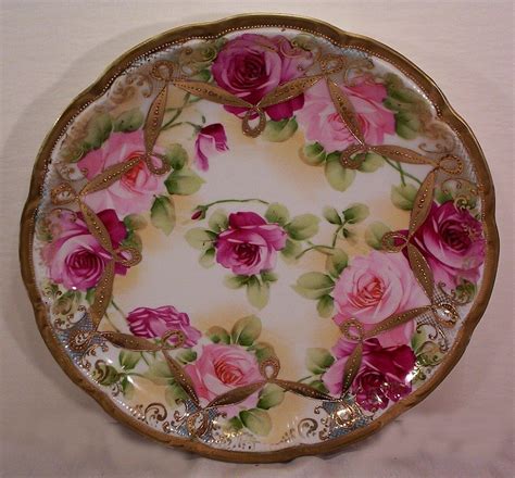 Nippon Moriage Roses Plate With Gold Hand Painted Roses Vintage