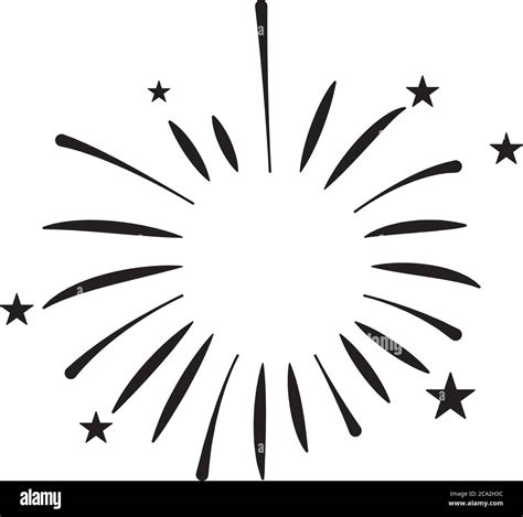 Icon Of Burst Of Firework With Stars Over White Background Silhouette
