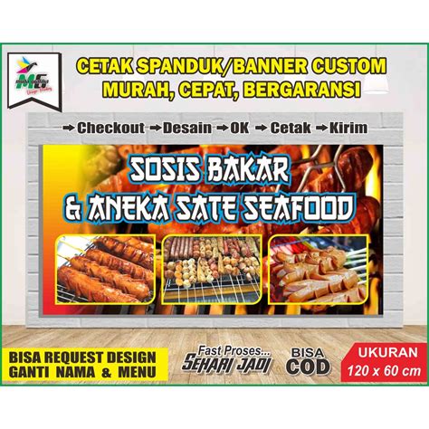Jual Spanduk Sosis Bakarbanner Aneka Sate Seafood 120x60 Shopee